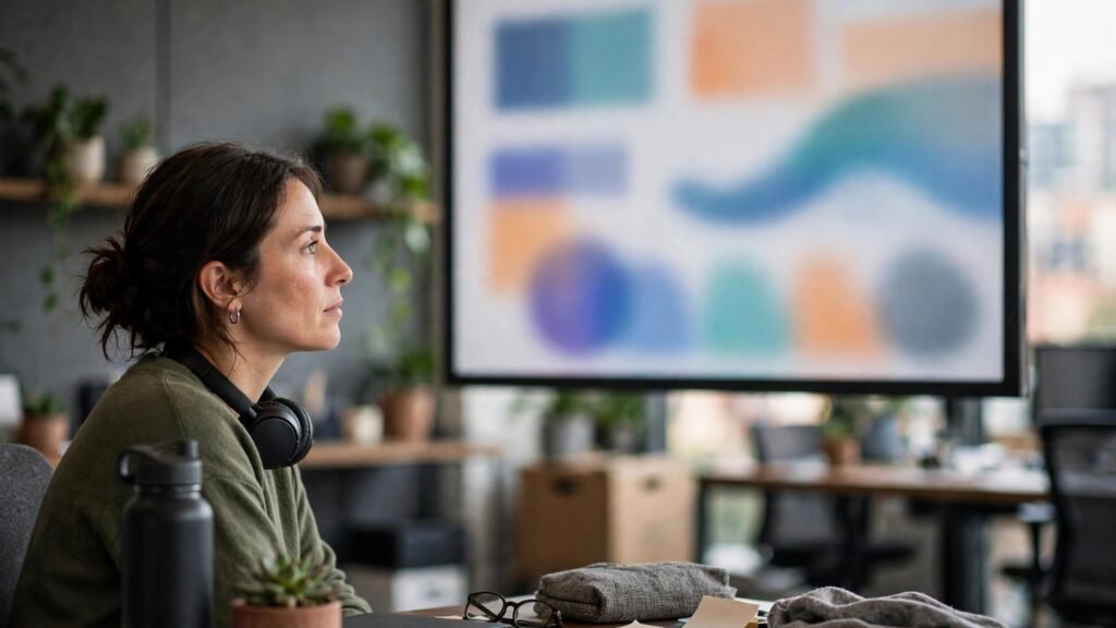 Editorial photo of a quality analyst reviewing call analytics