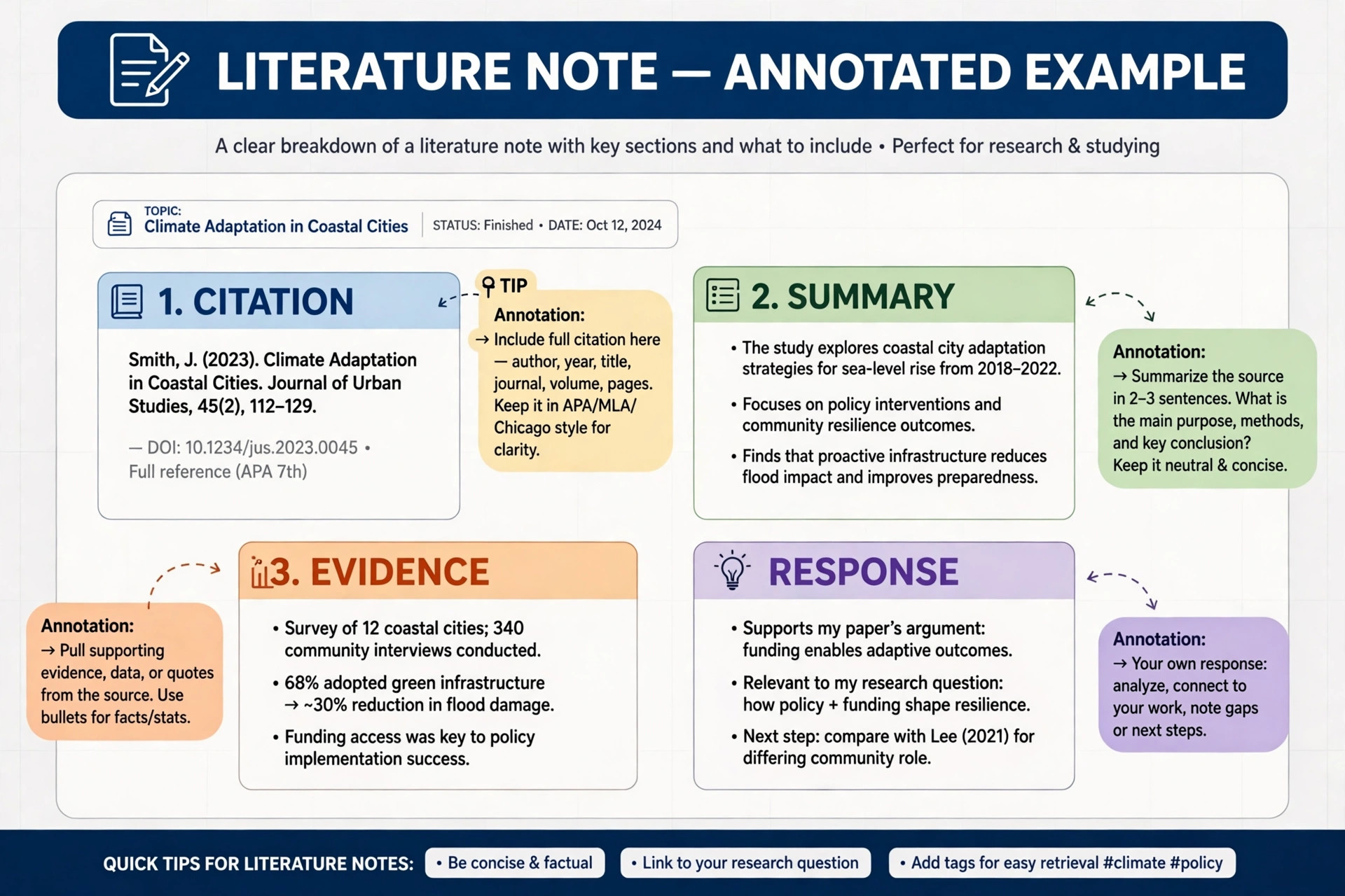 Annotated example of a finished literature note