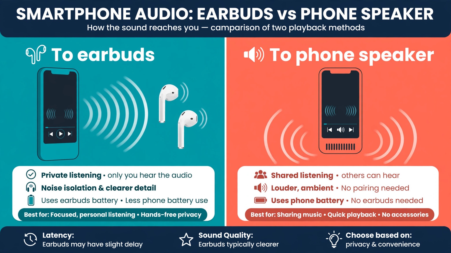 Side by side iPhone audio routing to earbuds and speaker