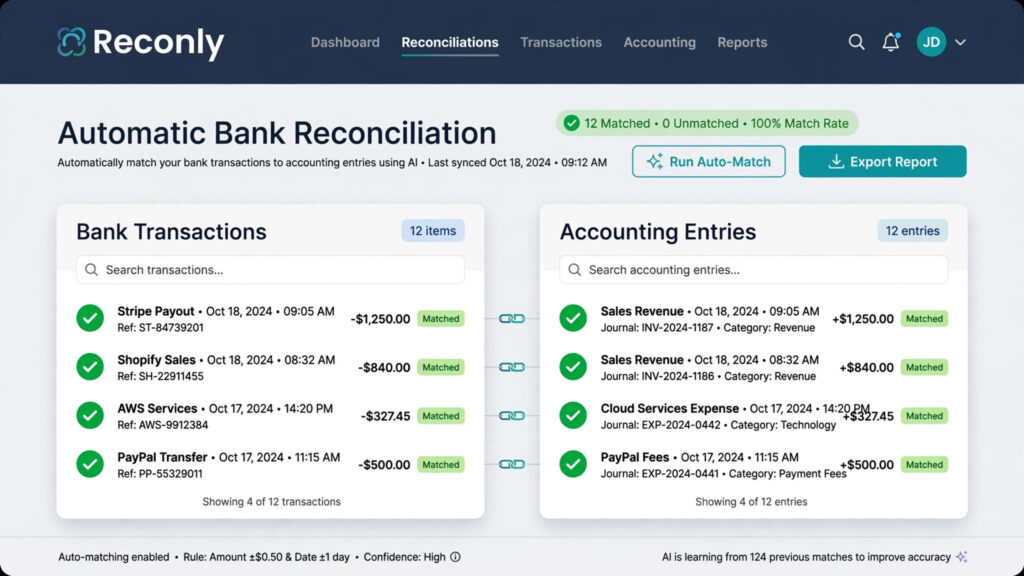 Automatic bank reconciliation in the best accounting software for small business