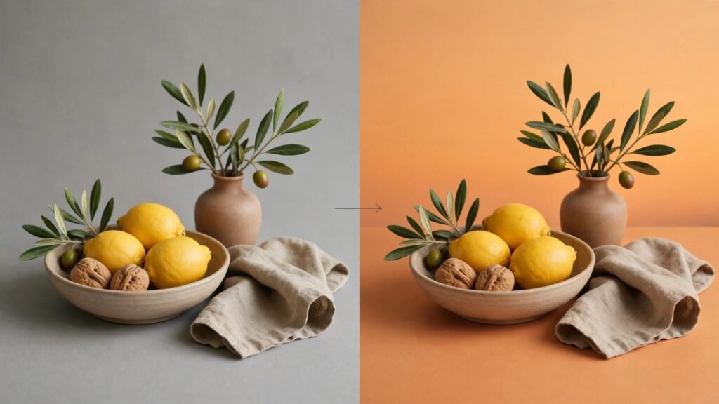 Before and after image edit changing the background