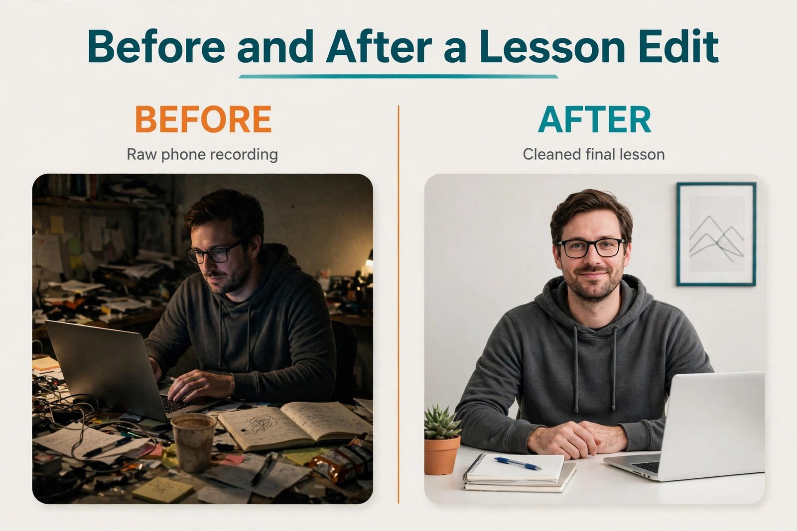 Before and after course lesson edit