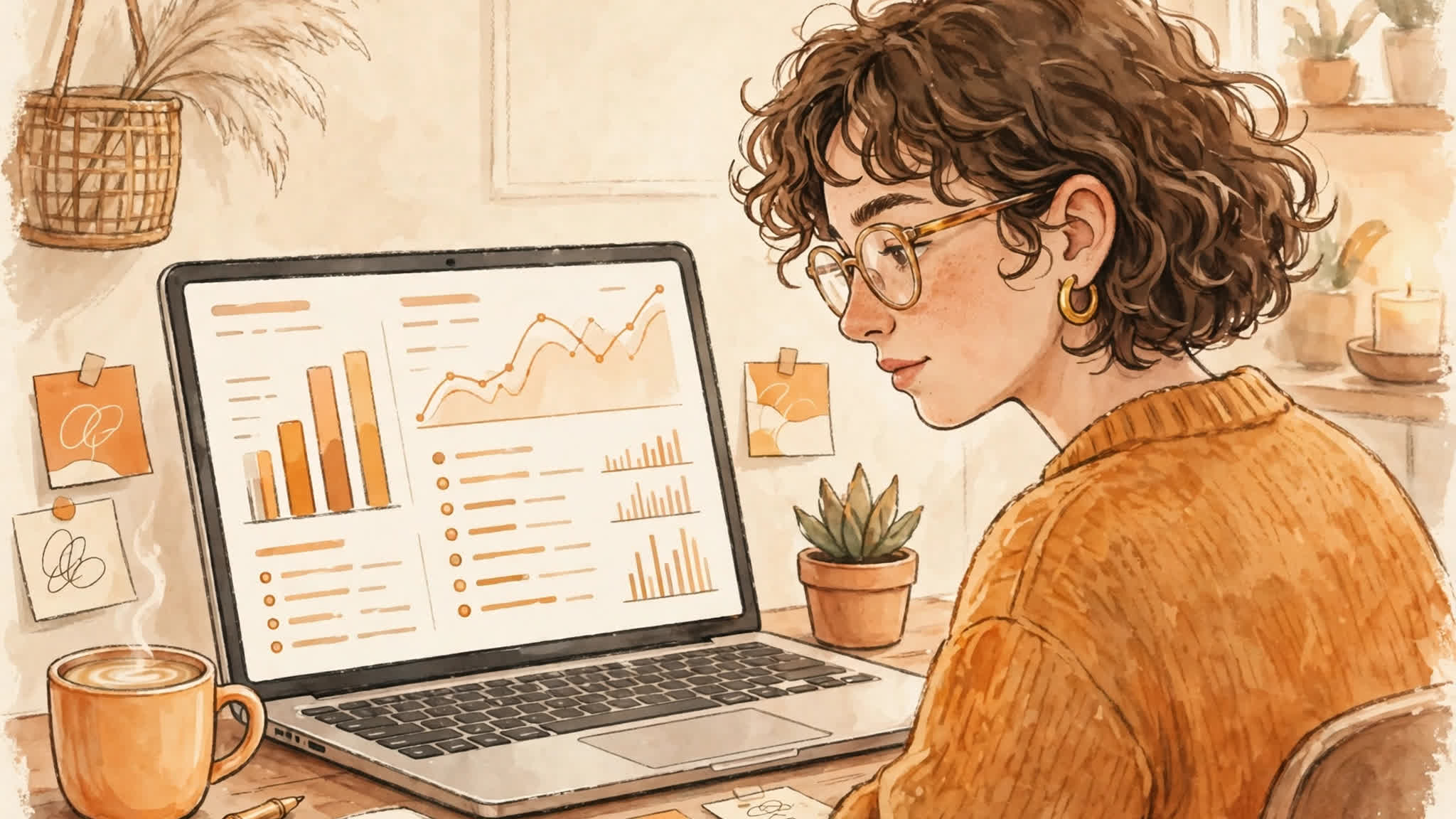 Blogger reviewing blog analytics dashboard for top pages