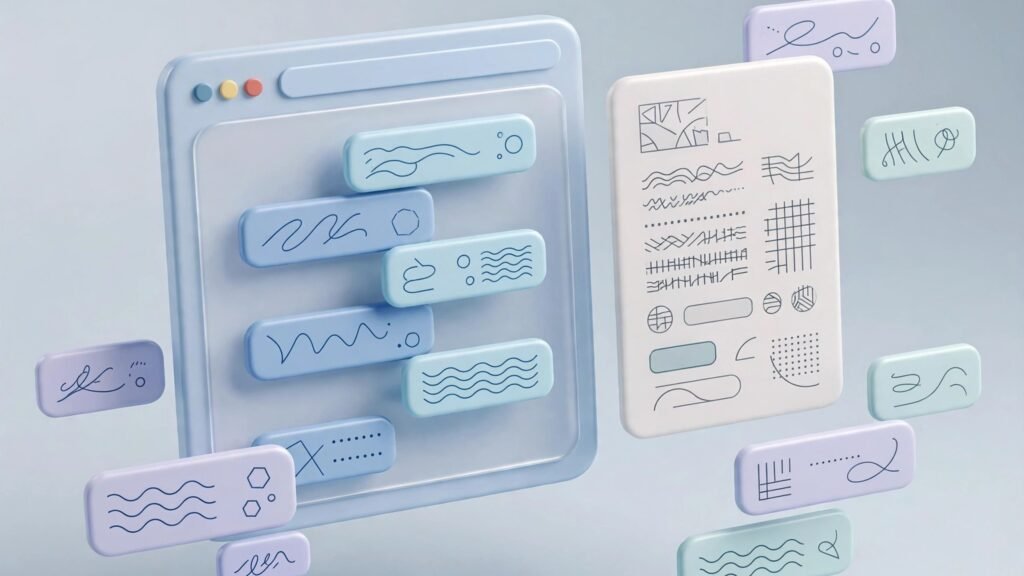 3D render of a chatbot window with floating message bubbles
