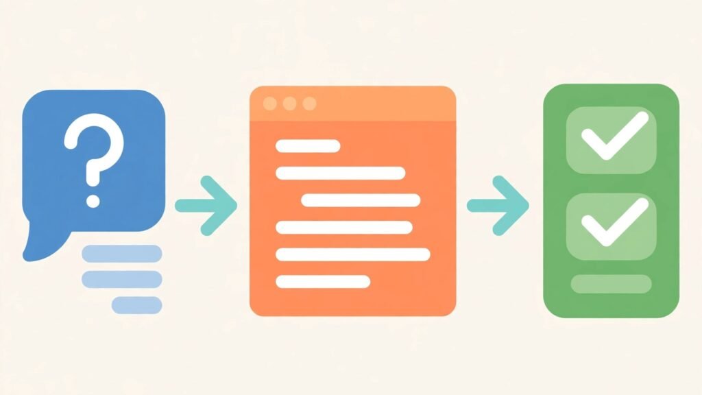 Flat vector illustration of a chat coding workflow