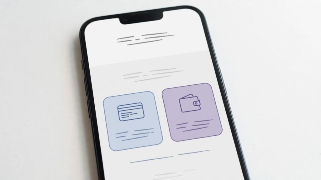 Card and wallet checkout buttons side by side on a phone