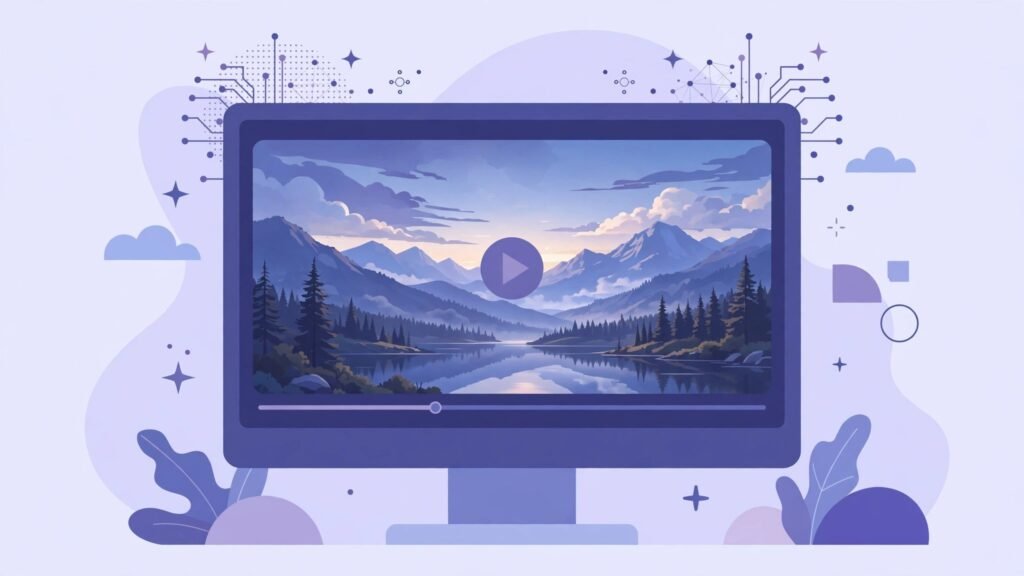 Cinematic AI video clip playing on a monitor