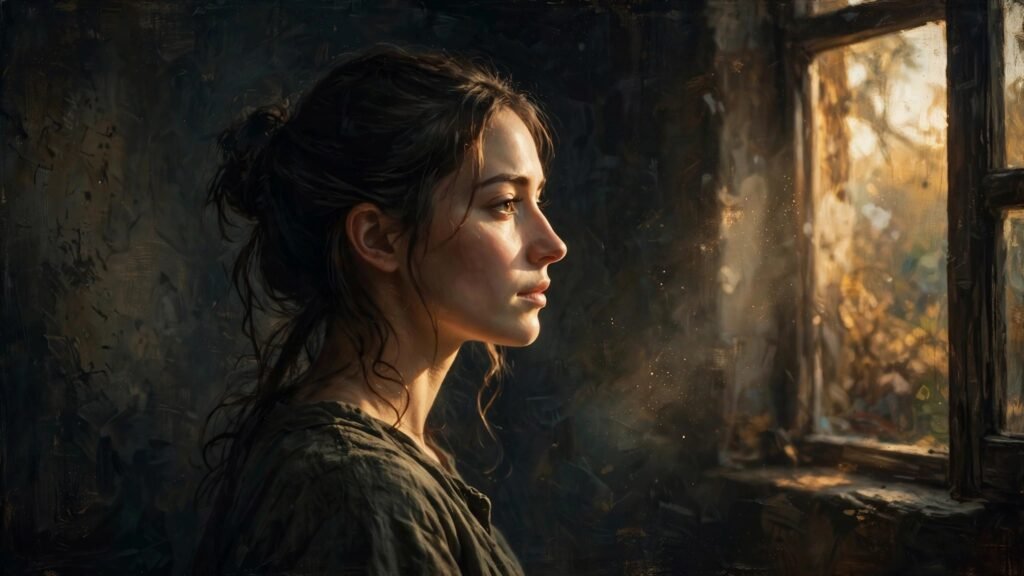 Cinematic portrait example showing Midjourney artistic style