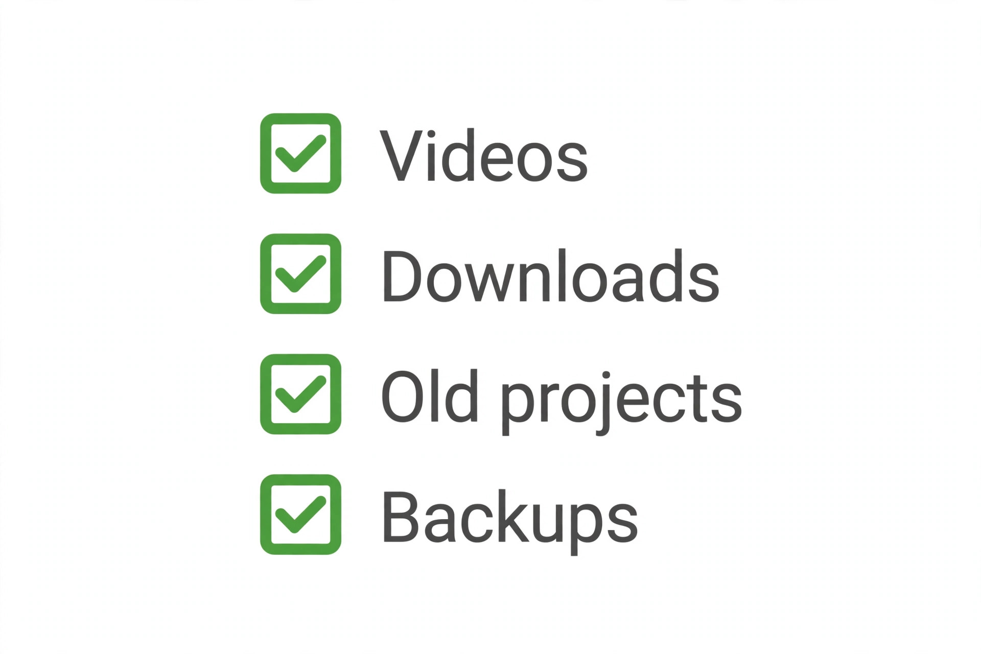 Cleanup checklist visual by folder type
