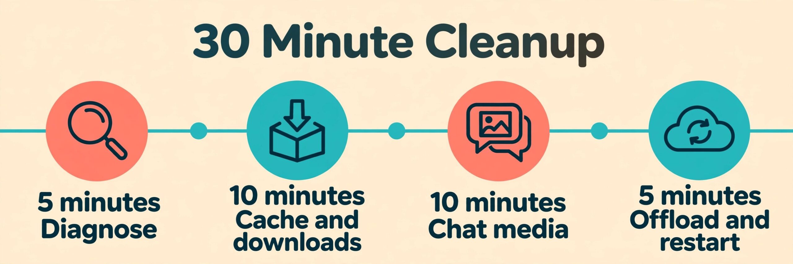 Timeline of the 30 minute phone cleanup