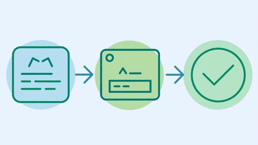 Flat vector illustration of an AI coding workflow