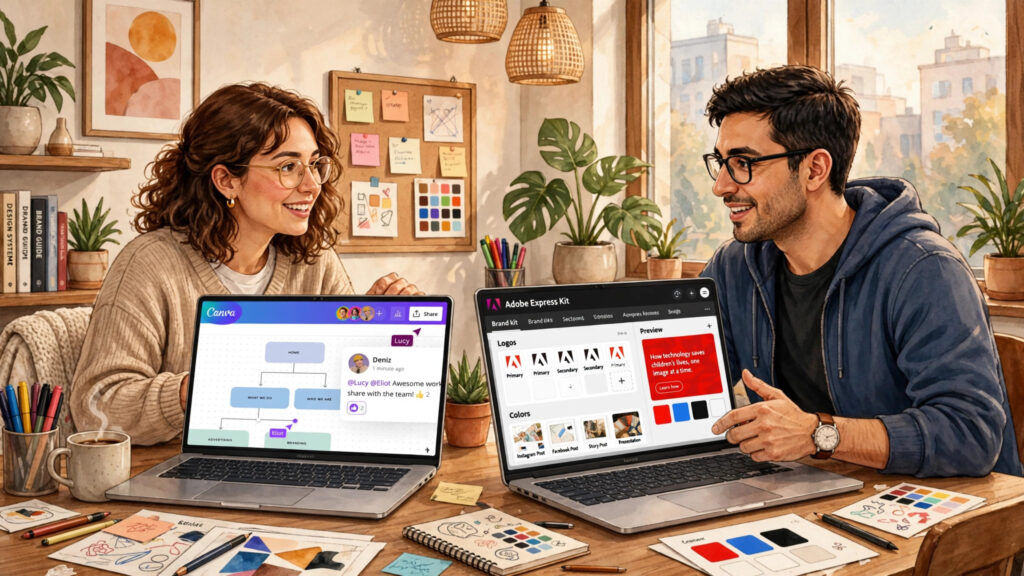 Collaboration and branding for teams — canva vs adobe express