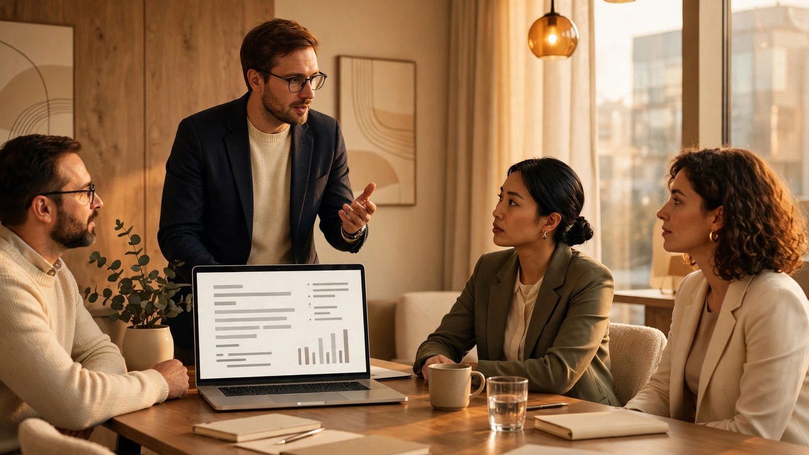 Business presenter using an AI generated slide deck