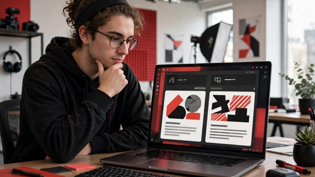 Creator comparing two YouTube thumbnails before publishing