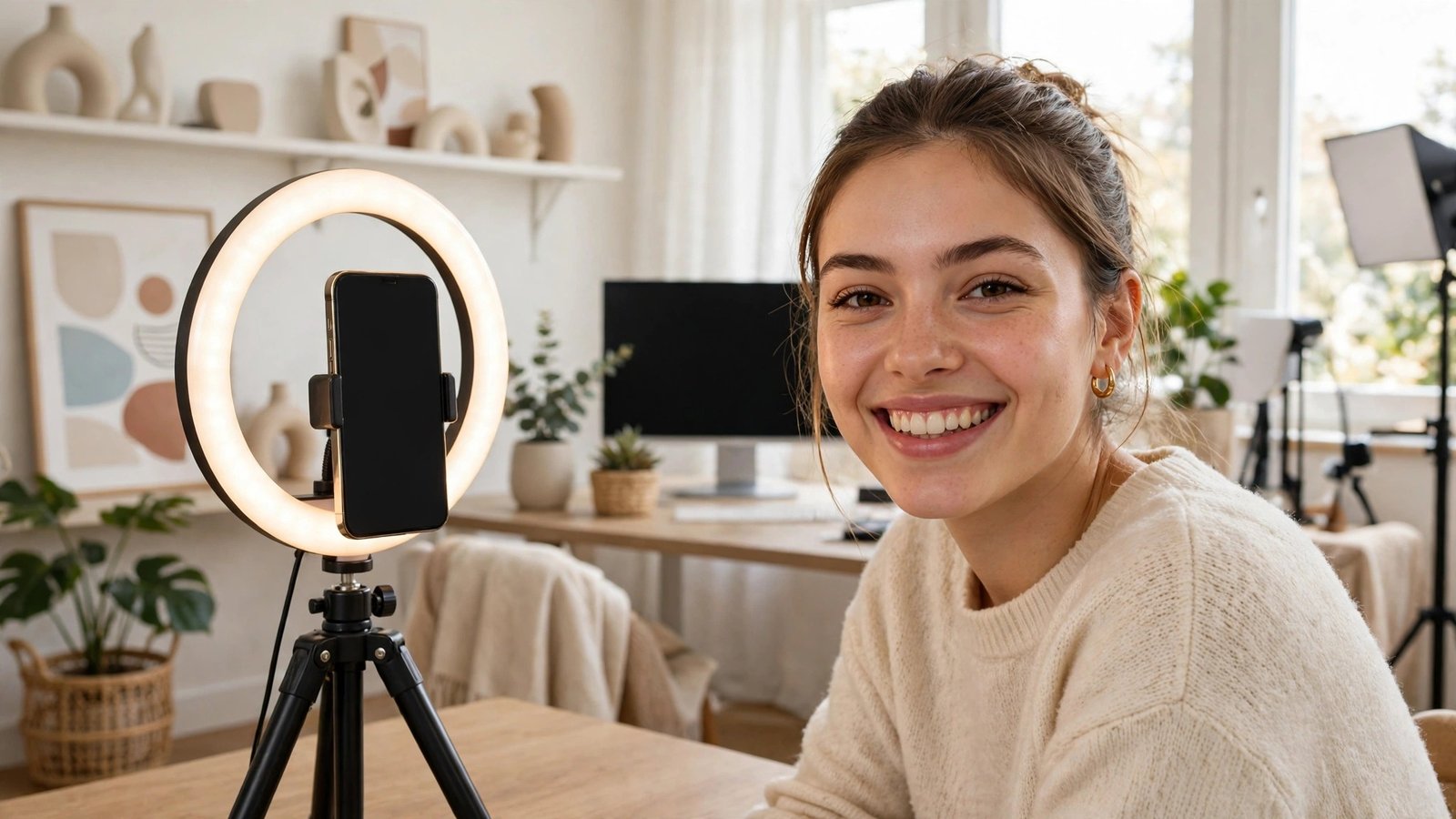 Creator filming a short social media video