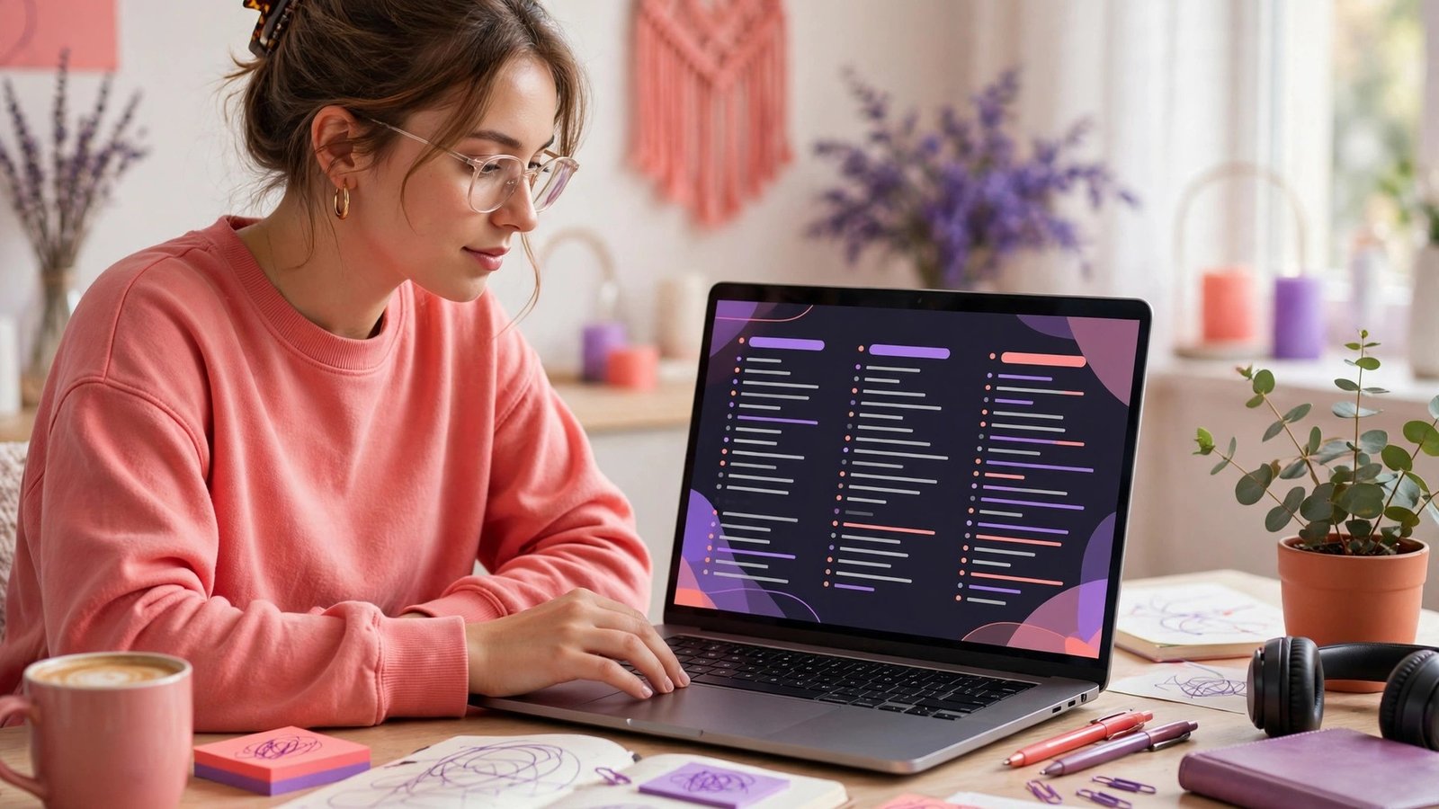 Creator reviewing saved hashtag sets by content type