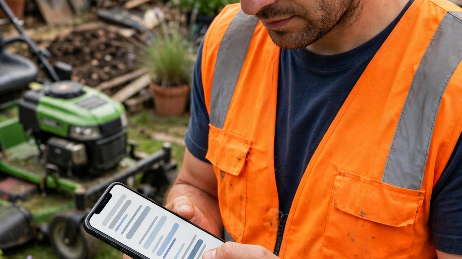 Crew leader sending a quote from a phone on a job site