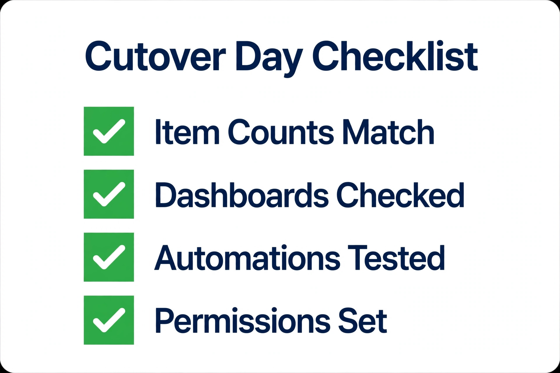 Cutover day checklist visual