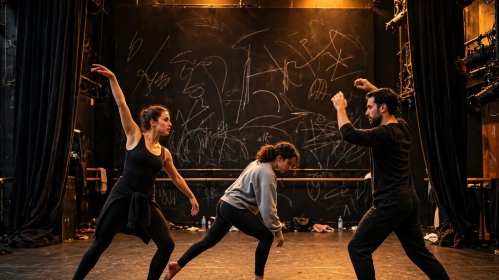 Dancers rehearsing on stage