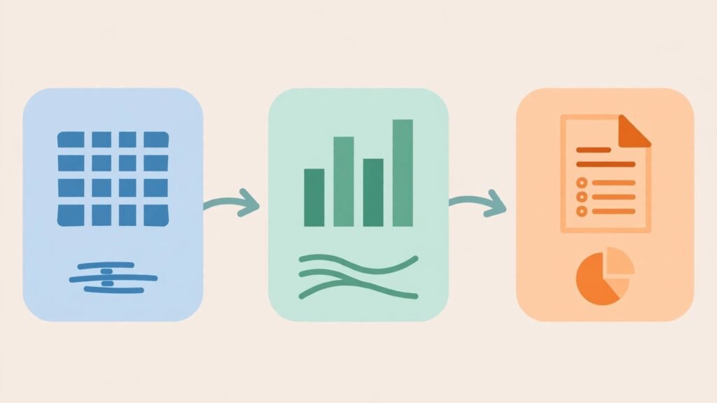 Flat vector illustration of a dashboard workflow