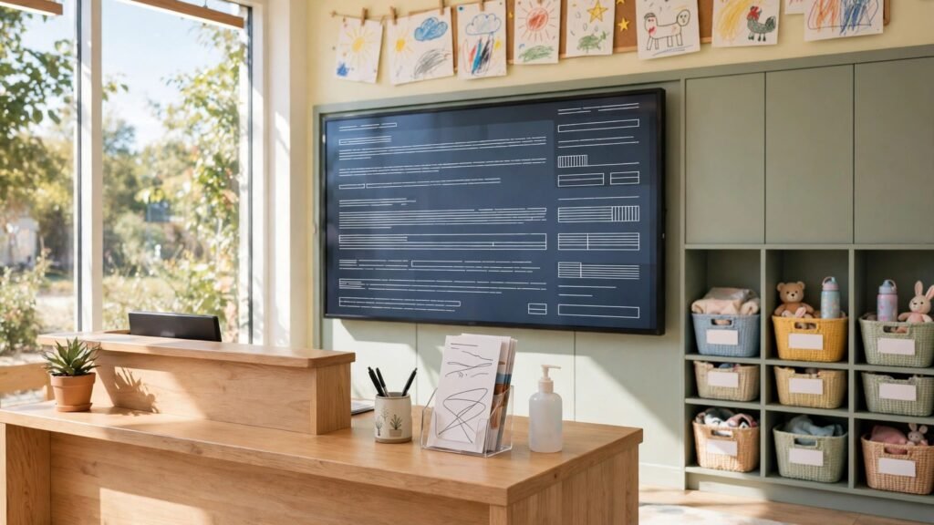 Daycare reception with enrolment information