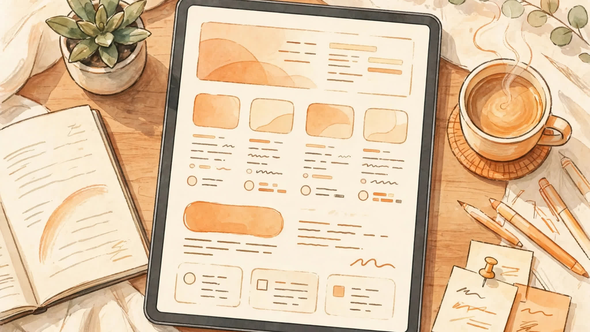 Digital product sales page mockup on tablet