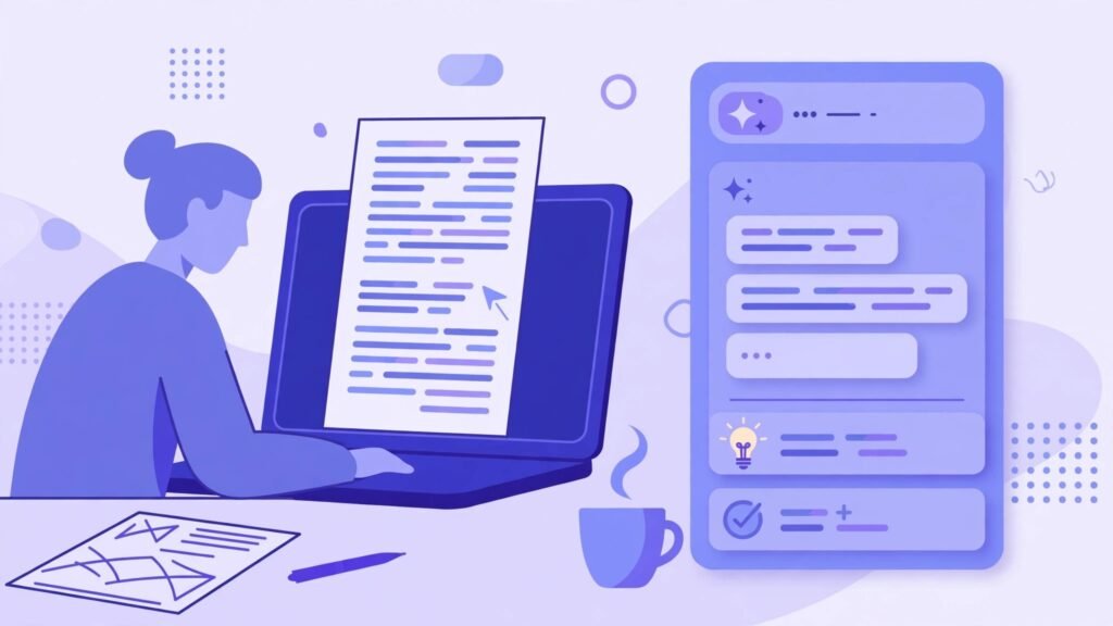Writer editing a long document with an AI assistant