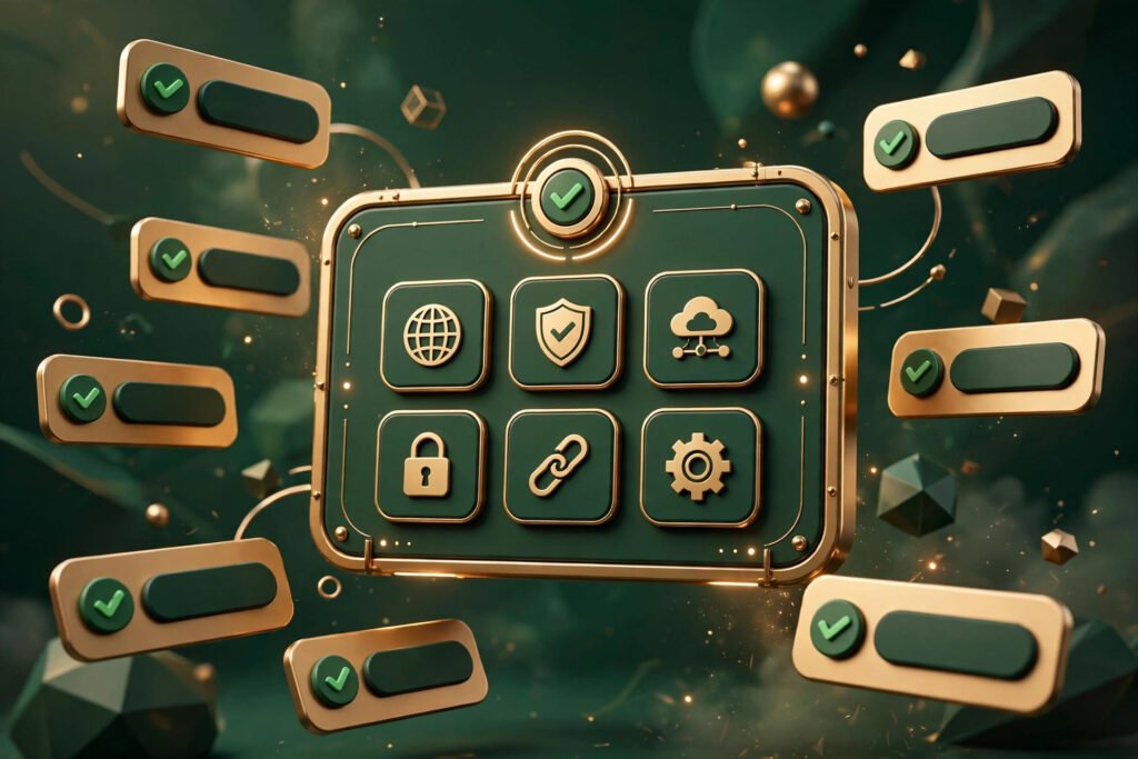 3D render of a domain and handle availability dashboard