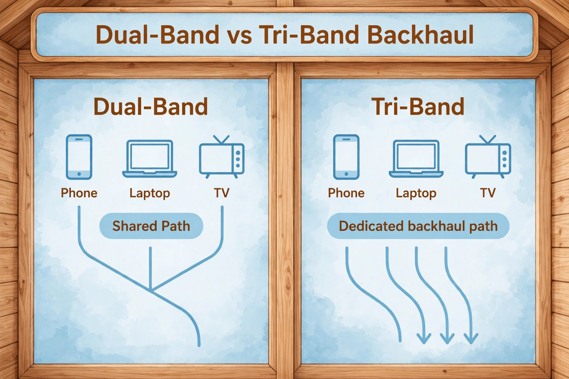 Dual-band versus tri-band mesh comparison visual