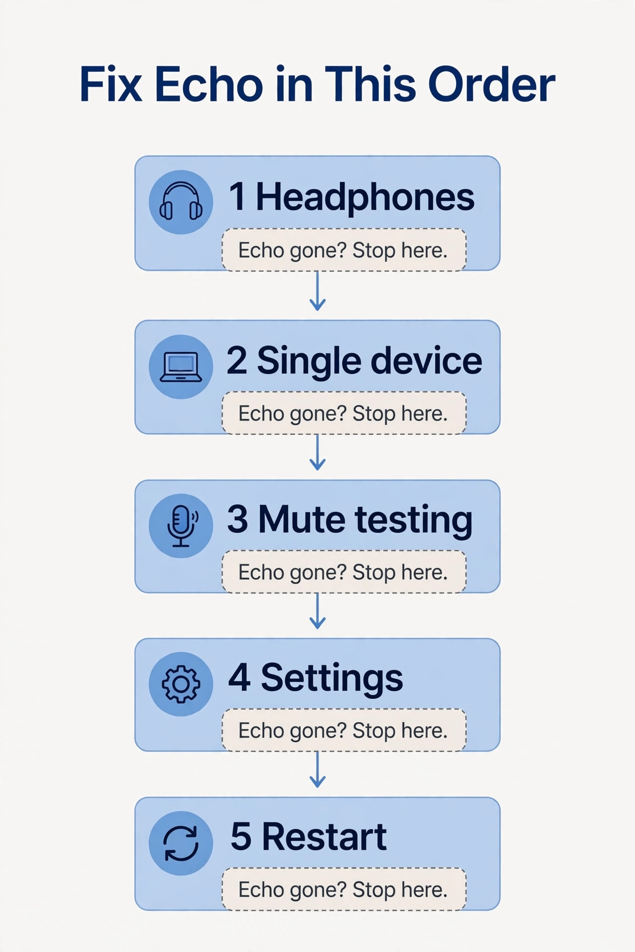 Zoom audio echo fix order flowchart