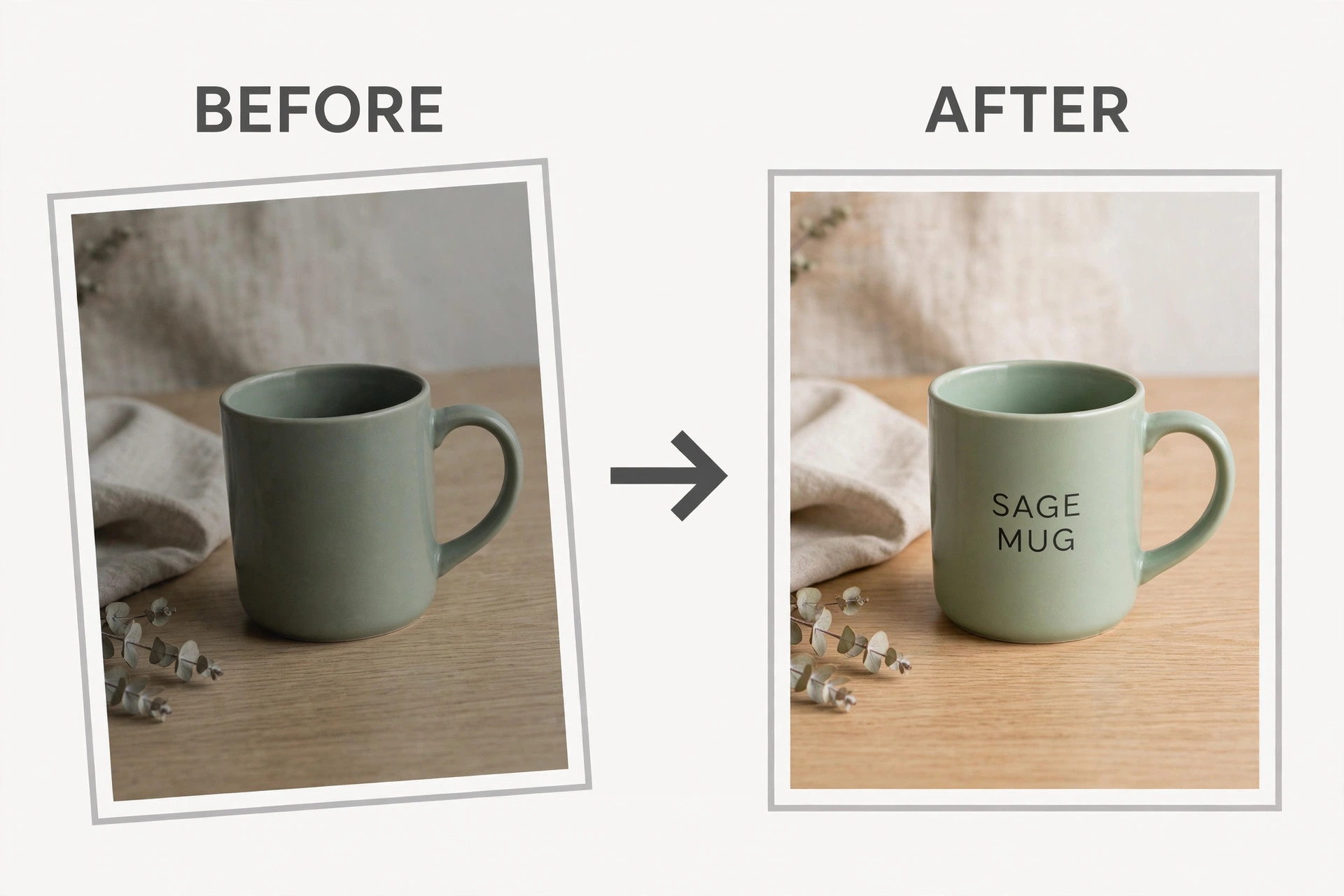 Before and after Midjourney mockup editing comparison