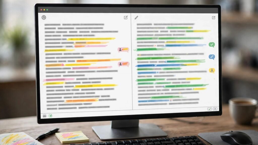 Edited freelance article showing human revisions