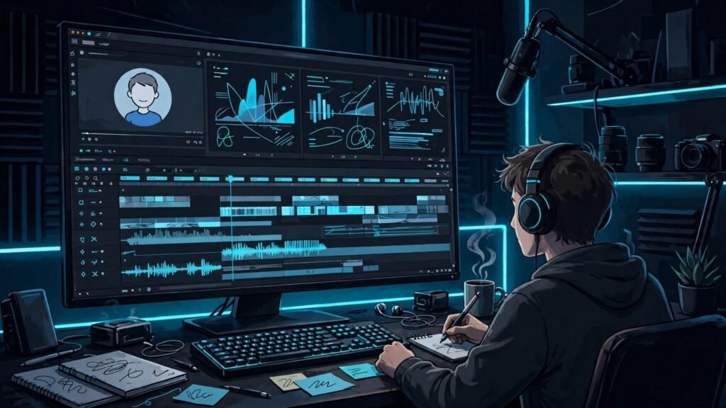 Video editor adding captions to an AI avatar clip