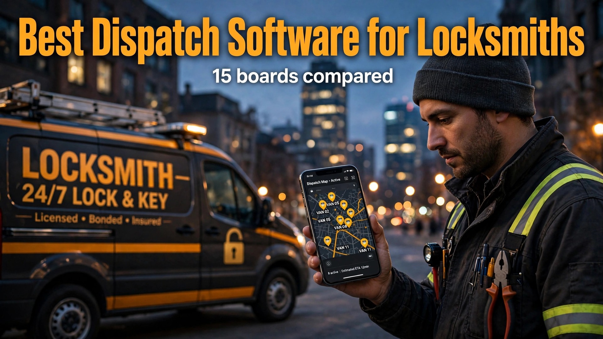 best dispatch software for locksmiths thumbnail: Thumbnail for the locksmith dispatch guide showing dispatch tools compared