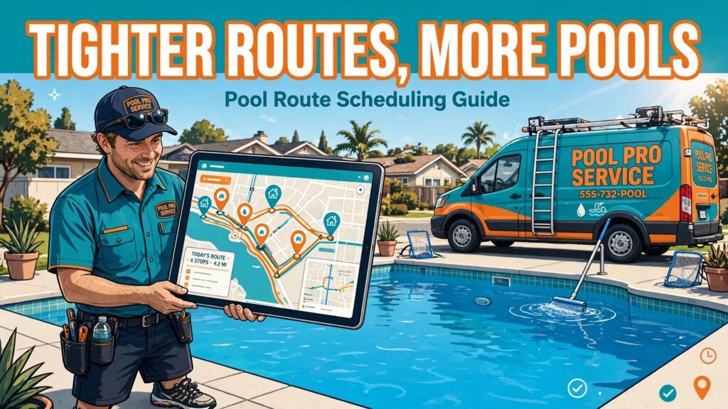 best route scheduling software for pool service companies thumbnail: Thumbnail for the pool route scheduling guide showing route tools compared