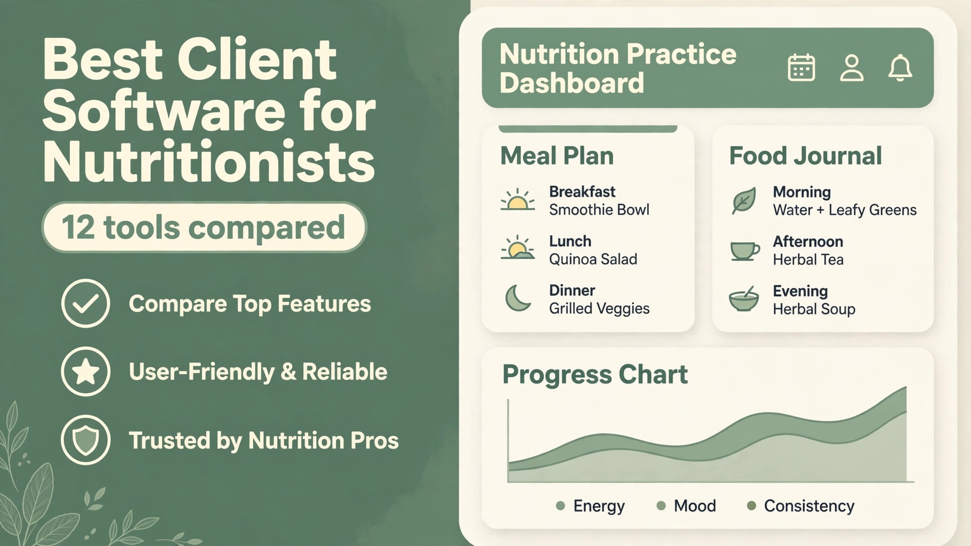 Thumbnail for the Best Client Management Software for Nutritionists guide showing the main dashboard idea in a clean modern layout