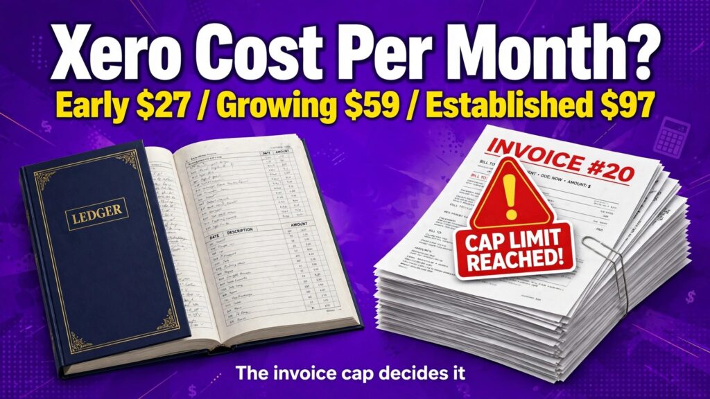 cost of Xero for small business monthly thumbnail: Thumbnail for the How Much Does Xero Cost a Small Business Each Month guide showing a Xero pricing screen