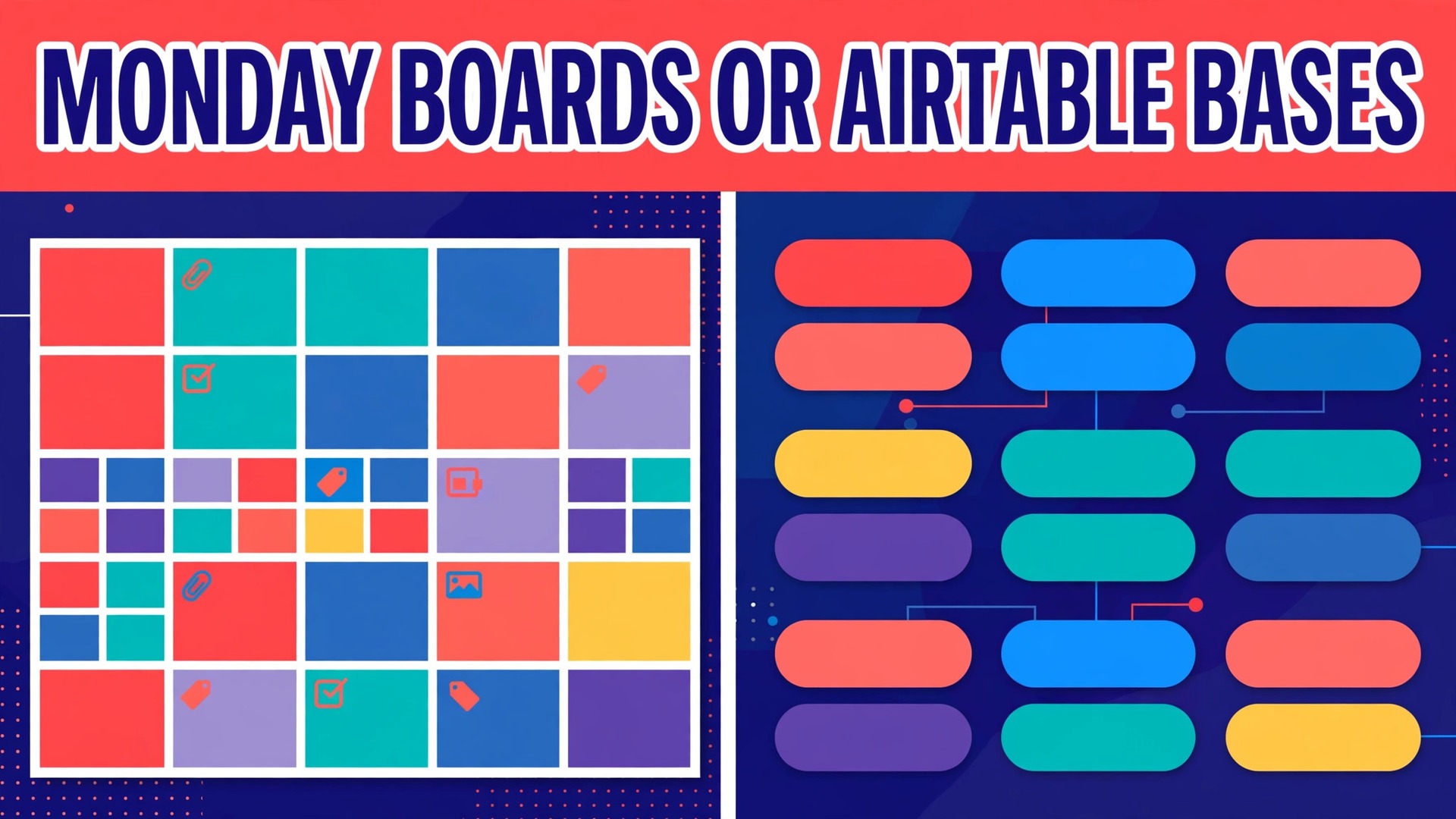 switch Airtable to Monday small team thumbnail: Thumbnail for the Monday Boards or Airtable Bases guide showing an Airtable base beside a Monday board