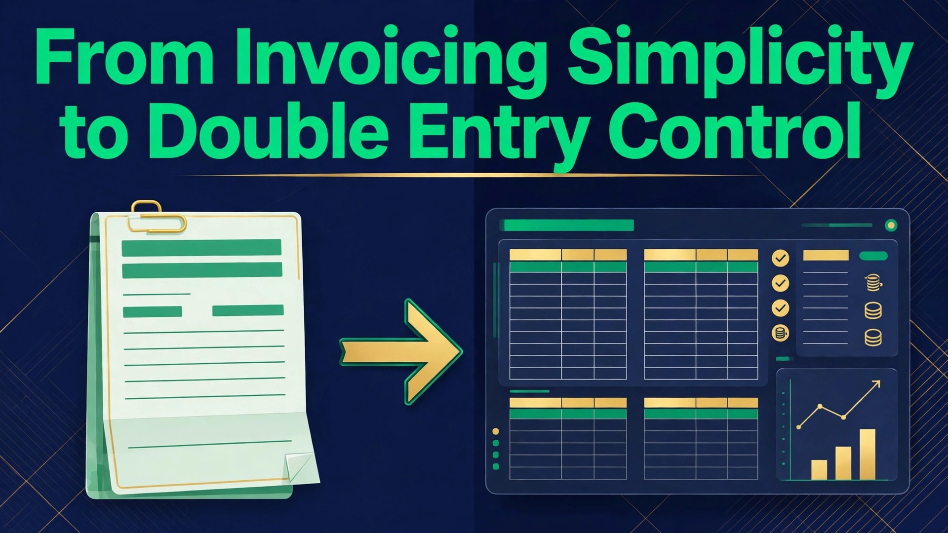 switch FreshBooks to Xero small business thumbnail: Thumbnail for the From Invoicing Simplicity to Double Entry Control guide showing a FreshBooks invoice beside a Xero dashboard