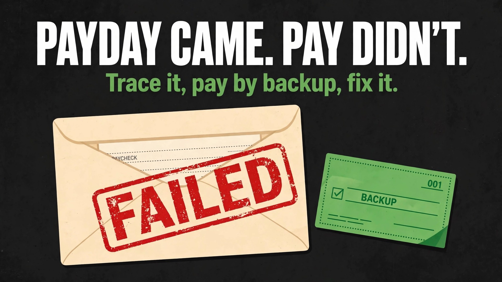 fix payroll direct deposit failed small business thumbnail: Thumbnail for the payroll deposit guide showing a failed deposit beside a paid deposit