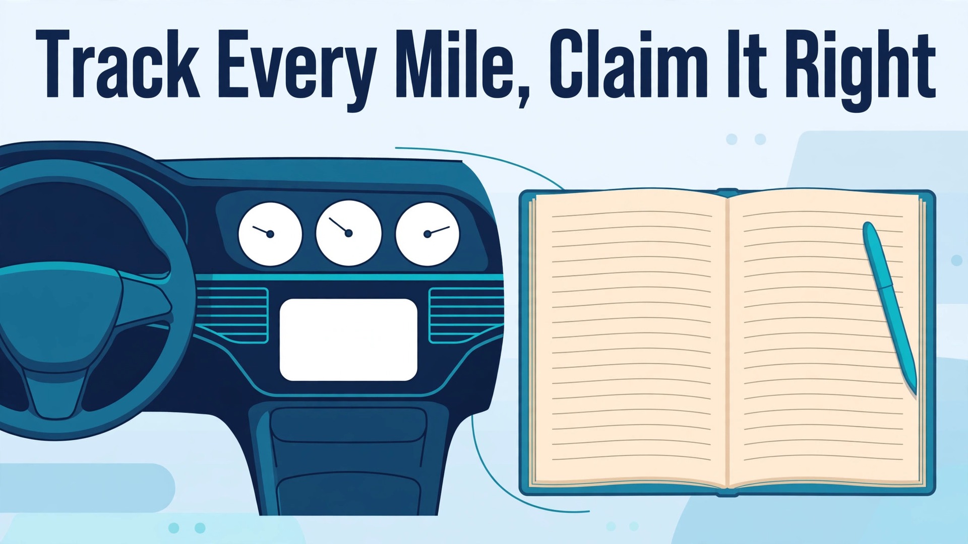 how to track mileage small business taxes thumbnail: Car dashboard beside a mileage log book