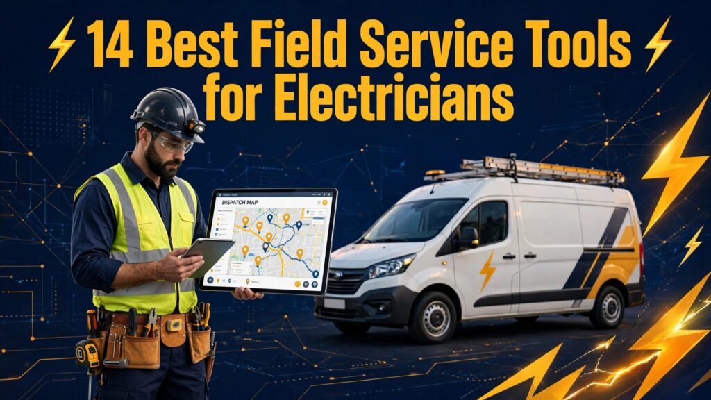 best field service management software for electricians thumbnail: Thumbnail for the electrician field service guide showing dispatch tools compared