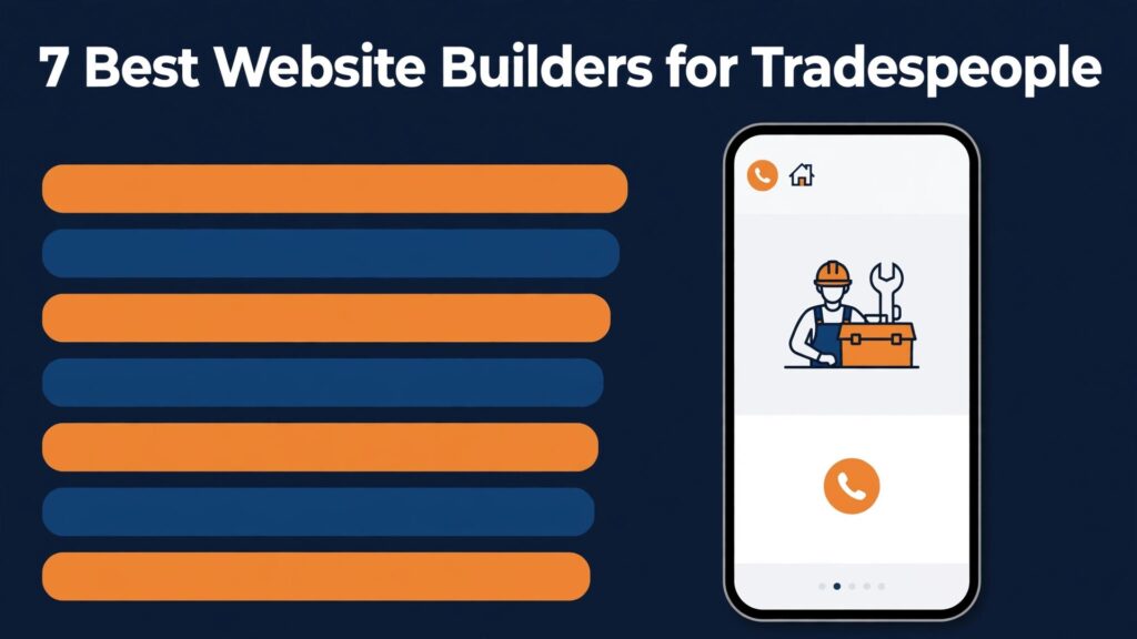best website builder for tradespeople thumbnail: Website builder comparison chart for tradespeople with seven builders