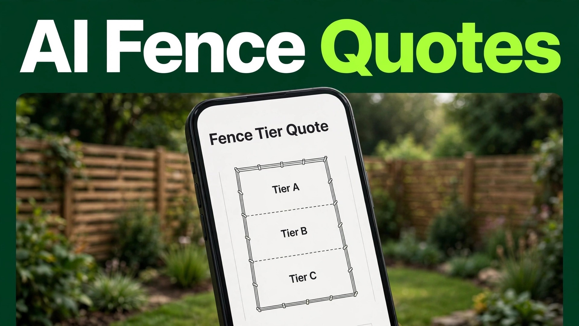 use AI for fence installation quote scheduling thumbnail: A phone mockup showing a fence tier quote