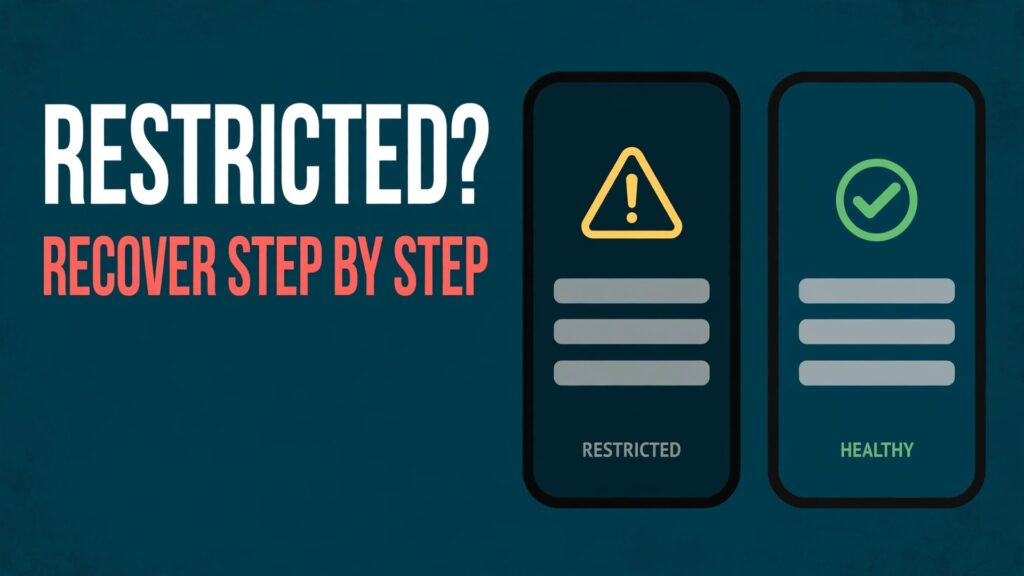 fix Instagram account restricted small business thumbnail: A restricted account compared with a healthy account