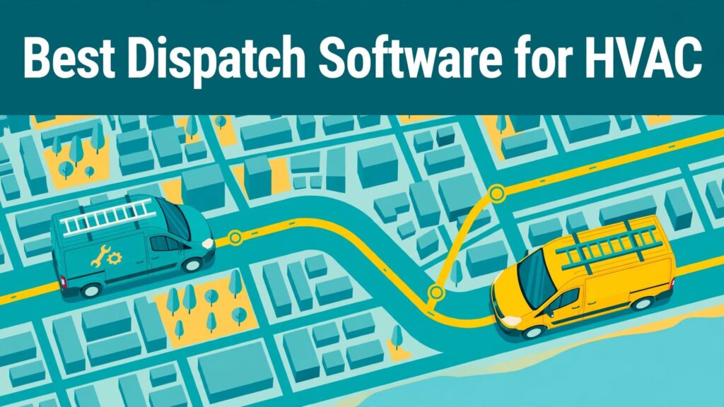 Best dispatch software for HVAC companies guide thumbnail with technician vans