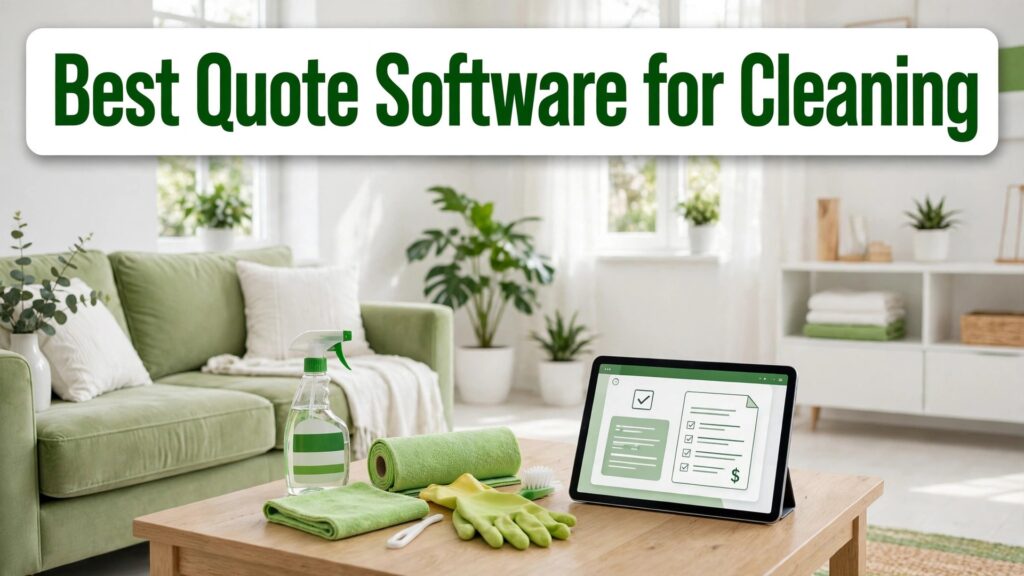 Best quote software for cleaning companies guide thumbnail with a clean living room