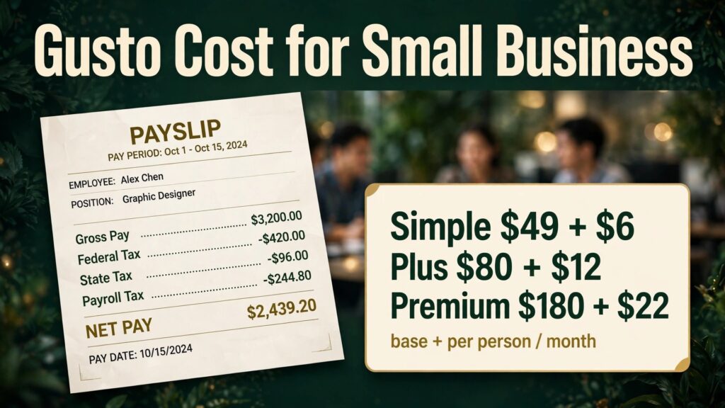 cost of Gusto for small business monthly thumbnail: Gusto pricing comparison thumbnail