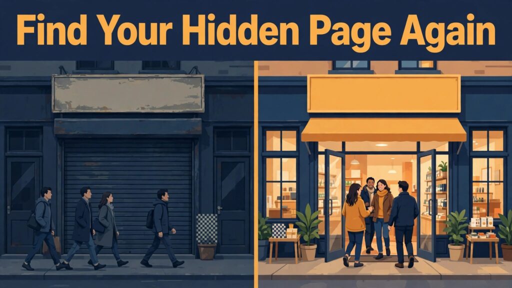 fix Facebook page not visible small business thumbnail: Facebook page not visible thumbnail comparing a locked shopfront with an open one