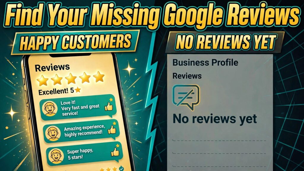fix Google Business Profile reviews not showing small business thumbnail: Google Business Profile reviews not showing thumbnail comparing review screenshot and empty profile